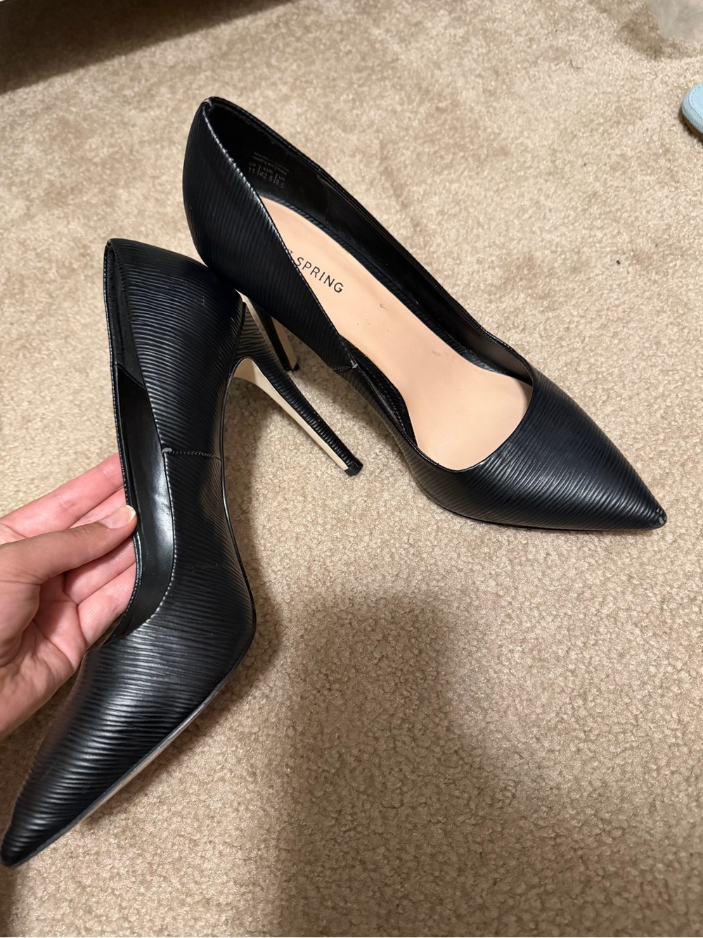 Call It Spring Black Ribbed Pointed-Toe Stiletto Pumps
